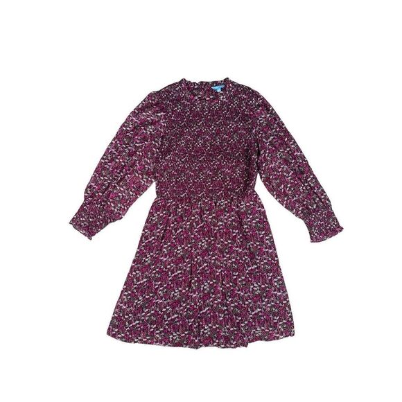 Draper James Long Sleeve Smocked Mini Dress Womens Plus 1X Pink Purple Floral - Picture 3 of 13